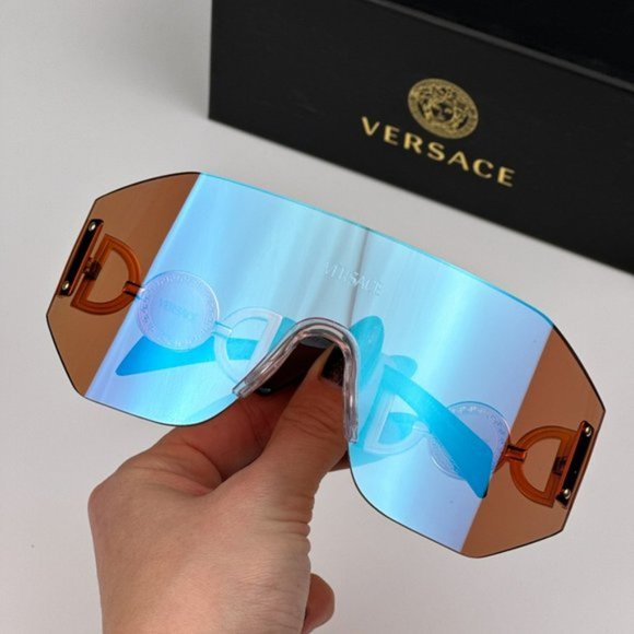 Versace VE2258 1002MA BRAND NEW Sunglasses Pink Mirrored Blue Shield Unisex main image 12